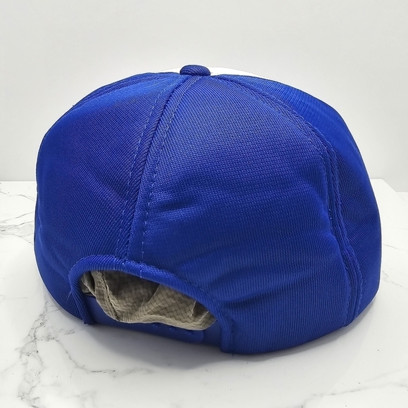 vintage 80s | blue white foam lined snapback baseball hat | MENS OS - Picture 7 of 8